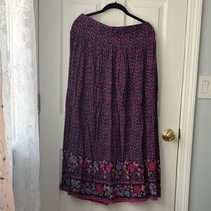 NATURAL LIFE Floral A-Line Skirt in Navy and Pink MIDI